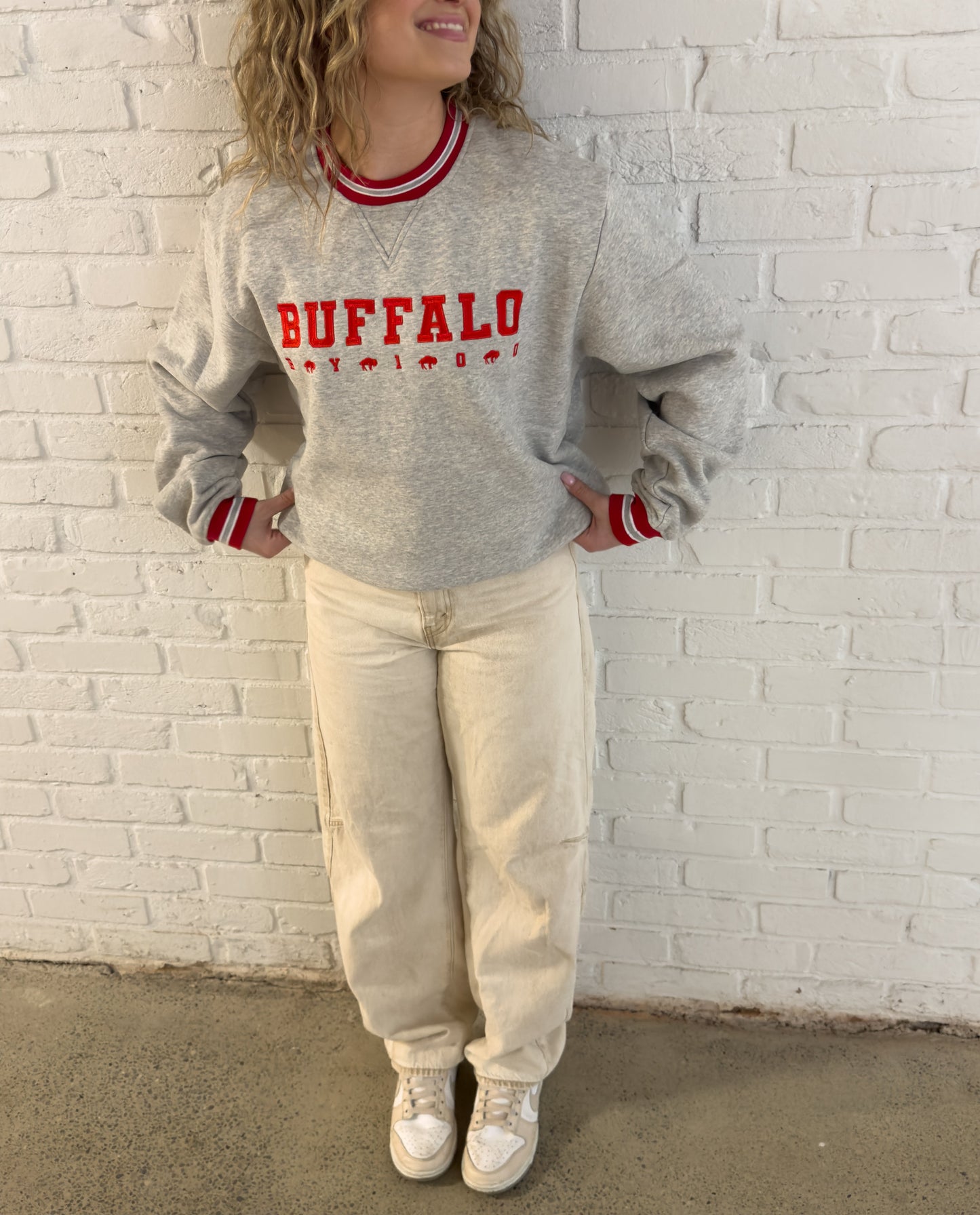 Varsity Embroidered Buffalo Crewneck - BY100