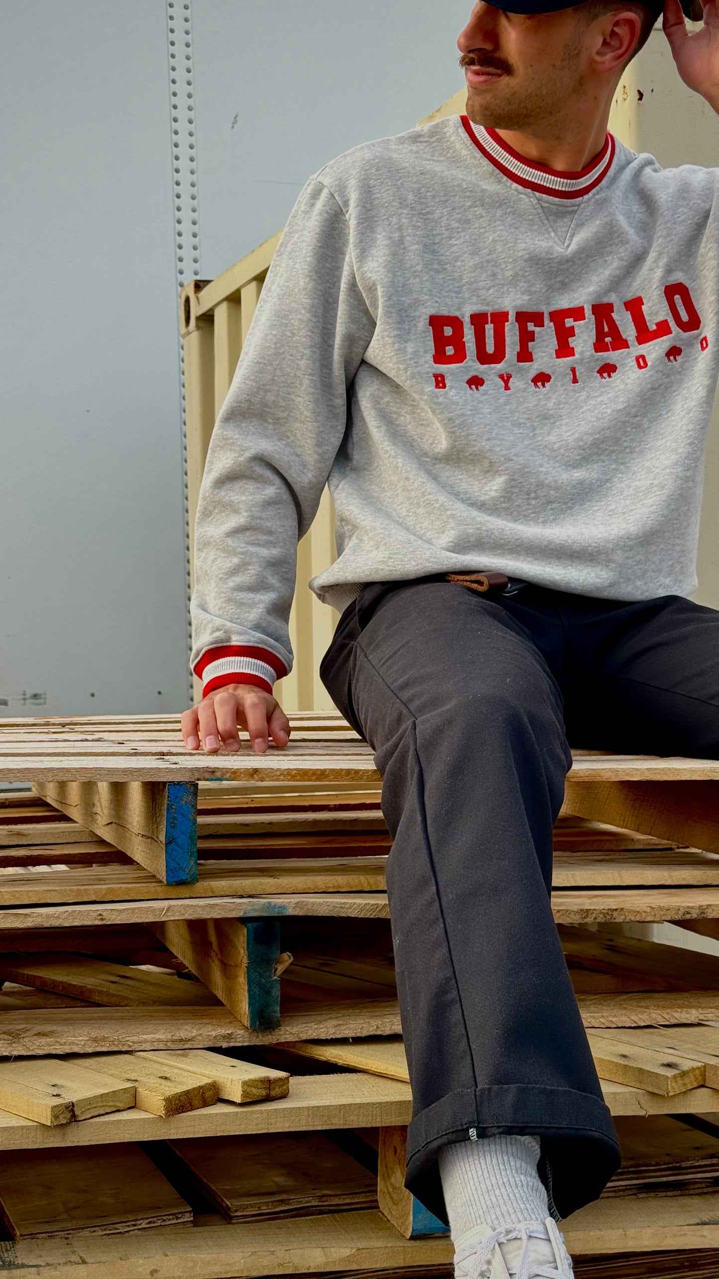 Varsity Embroidered Buffalo Crewneck - BY100